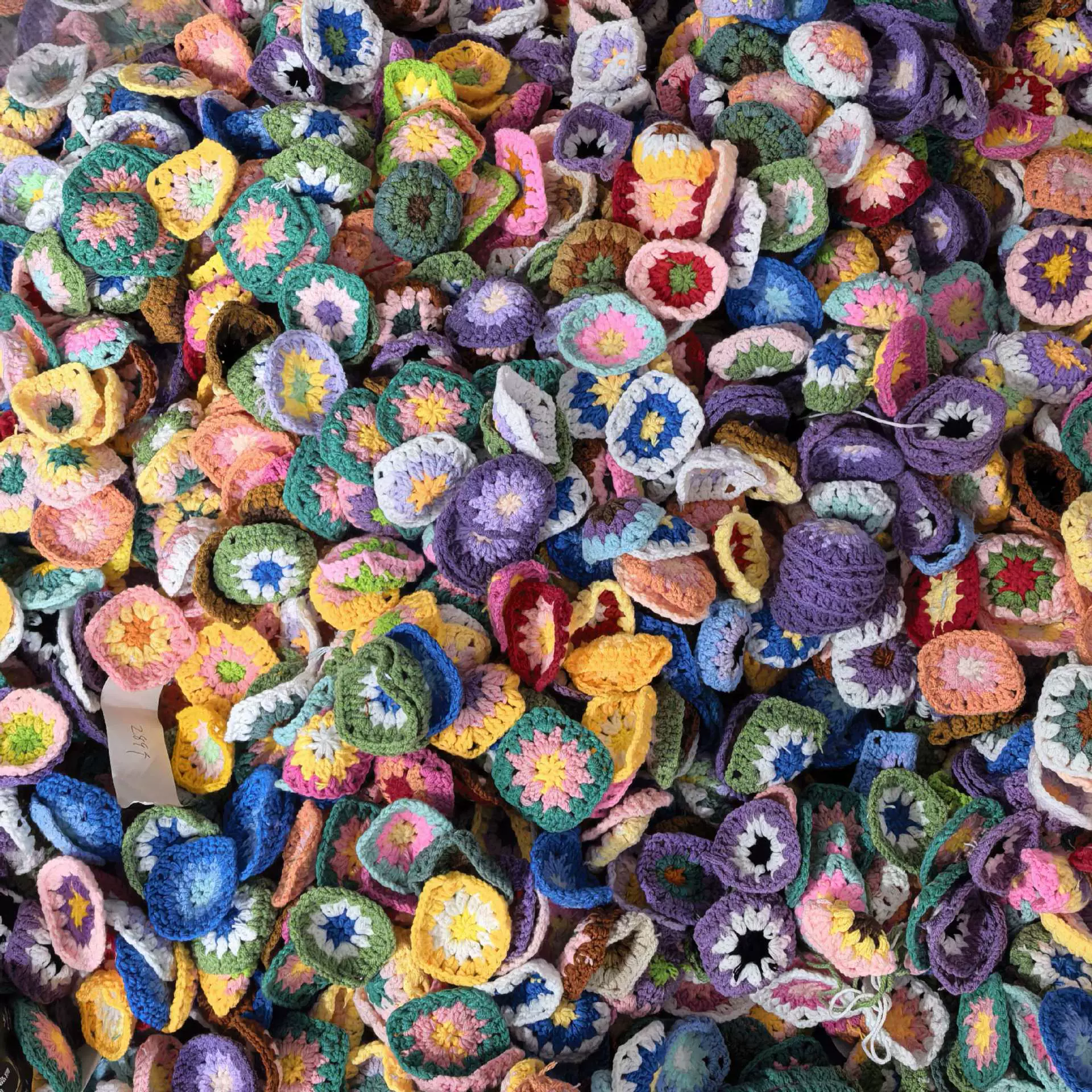 现货手钩毛线祖母格花片镂空手工勾花服饰辅料花片不同尺寸