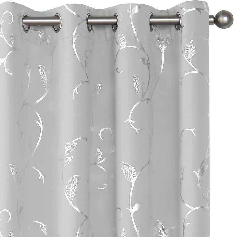 Buhua Blackout Curtains, Length 63inch Meters, Rattan Foil Printed Pattern, Room Darkening Curtains, Living Room Curtains, and