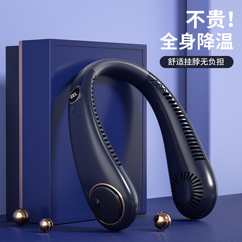 2025新型首掛けファン携帯型小型USB小ファン首掛け扇風機充電無葉|undefined