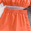 Summer dress, children's small princess costume, orange skirt, 2023 collection, western style, suitable for teen, puff sleeves