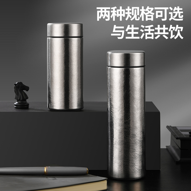 纯钛杯保温杯家用简约户外便携双层真空纯钛水杯商务赠礼直身杯