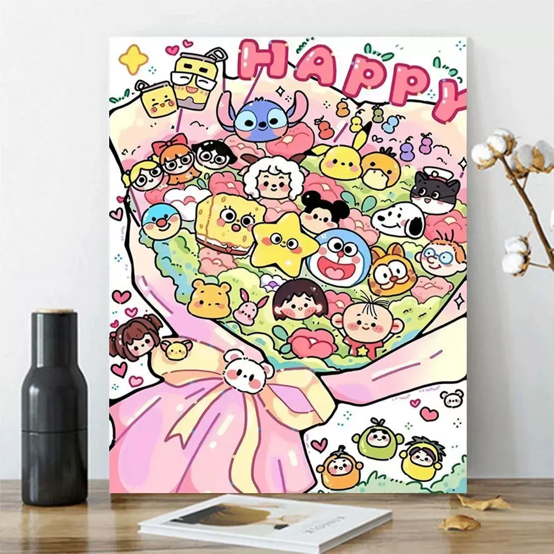卡通花束钻石画满钻新款手工钻石贴画动漫治愈儿童生日礼物钻石绣