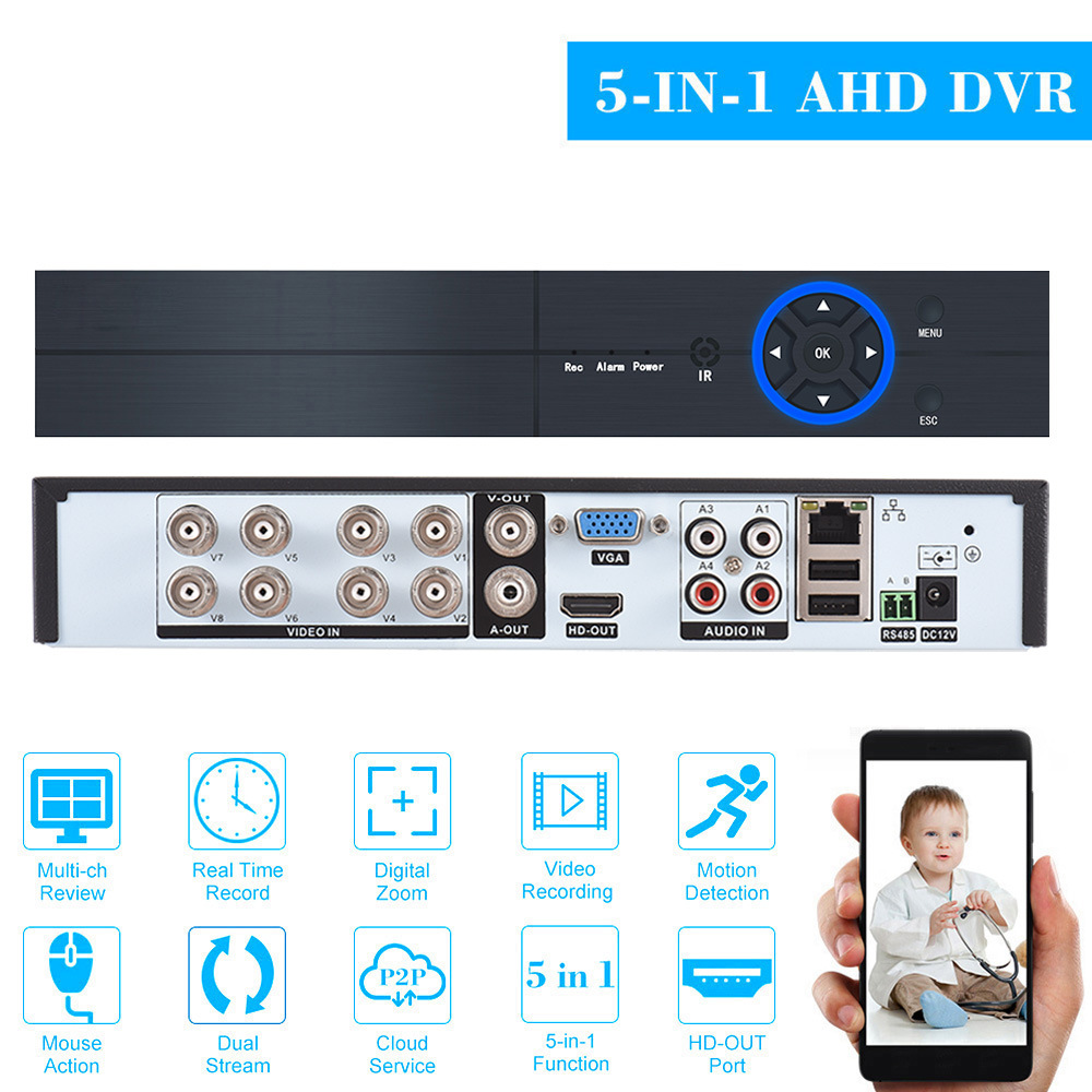 AHD 6-in-1 DVR, 4-8 kanal, koaksiyel gözetim