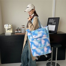 可爱短途旅行袋卡通马卡龙时尚可拆卸滚轮行李包手提单肩渐变大包