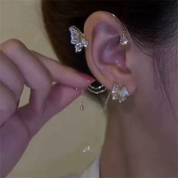 Серьги-клипсы бабочка цветы, модные трендовые украшения без прокола уха, СССР стиль