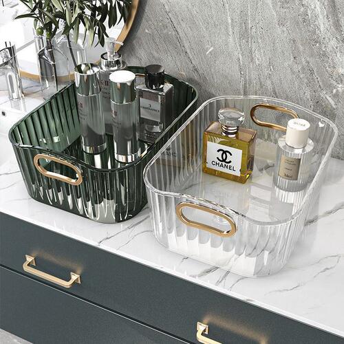 High-quality PET storage basket, transparent desktop, lightweight luxury cosmetic storage box, miscellaneous charger organizer