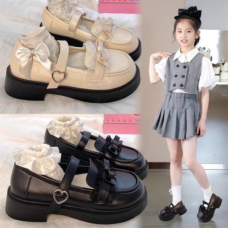 Girls' Leather Shoes Spring and Autumn New Dance Soft Sole Fashion Versatile Breathable Non-Slip Little Girl Princess Shoes