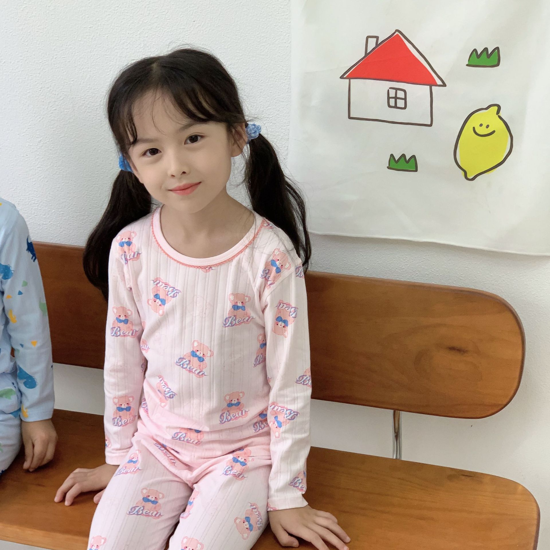 Niños Laica abrigo de otoño pantalones de otoño set niños dibujos animados bebé hueso ropa de hogar niños grandes pijamas de algodón para mujeres