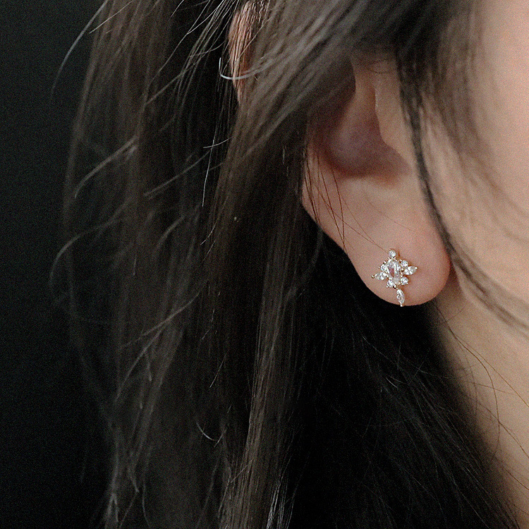 1 Par Plata De Ley 925 Circón Flor Pendientes display picture 4