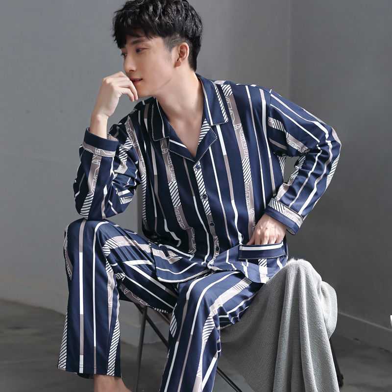100% primavera y otoño pijamas hombres de algodón de manga larga más tamaño de los hombres casual traje de desgaste para el hogar