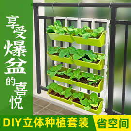 阳台种菜盆架子跨境爆款家庭学校立体种植神器多层栏杆悬挂花架