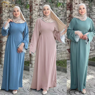 Loriya2025 Aliexpress Dubai Turkish Patchwork Lace Dress Robe Abayalr1004