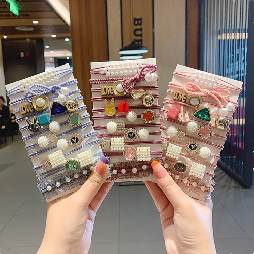 Dongmen 11-piece set internet-famous ins-style leather hair ties, simple and cute hair clips, hair accessories for women
