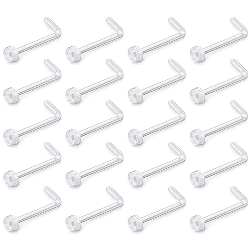 Transparent Acrylic Invisible L-shaped Nose Stud Body Piercing_voghion.com