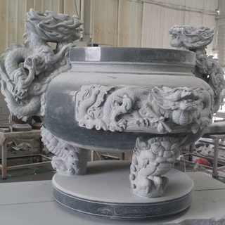 惠安厂家供应寺庙祠堂石雕香炉 长方形圆形石材香炉 青石香炉定制