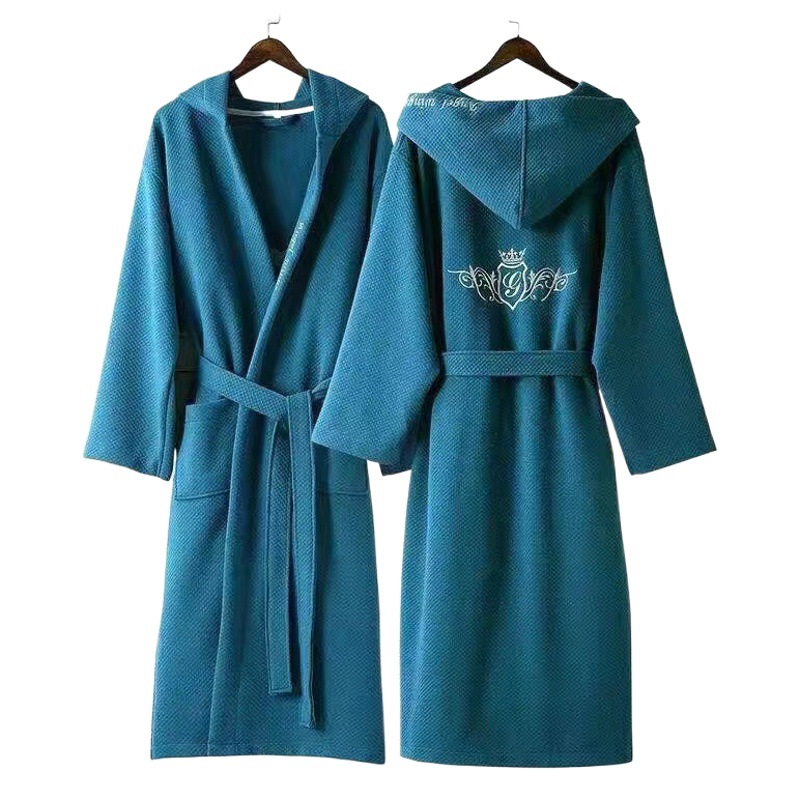 Five-star hotel bathrobe men's and women's bathrobe autumn and winter lovers long nightgown cotton absorbent quick-drying towel material