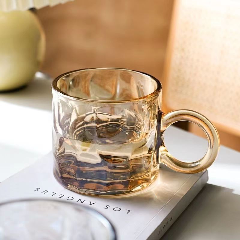 Verano nuevas orejas grandes vidrio de alto aspecto lindo mango de perla taza de jugo de oficina taza de agua