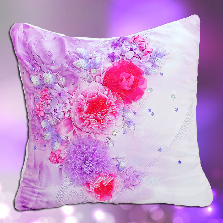 Oujin fábrica cinta de seda bordado almohada cojín cubierta sala de estar dormitorio flor tridimensional hecho a mano DIY punto de cruz entrega de una sola pieza