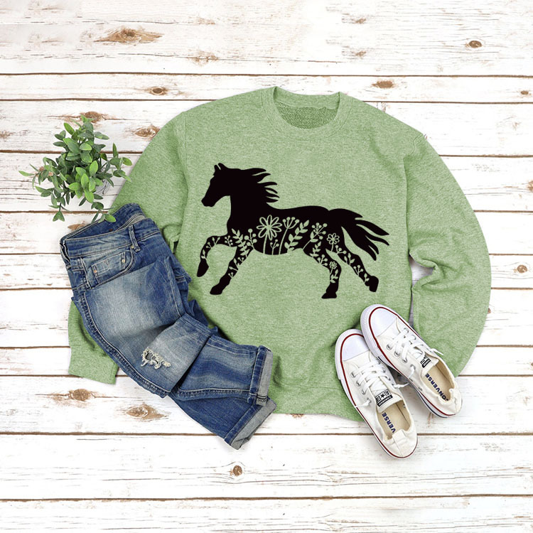 Amazon estación independiente en stock cuello redondo europeo y americano superior manga larga impresa eBay cómodo suéter transfronterizo Comercio exterior venta al por mayor