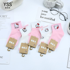 Yishuangshuang children's socks spring and summer new cartoon kitten socks combed cotton girls baby socks student socks trendy socks