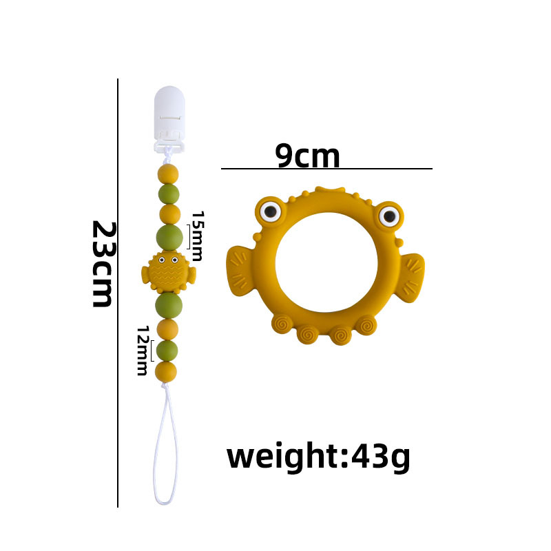 Nuevo pico chupete clip burbuja pescado cabeza grande silicona mordedor bebé silicona molar juguete mordedor chupete cadena