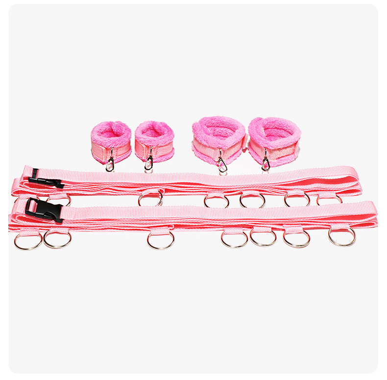 Nylon Bondage Restraint Set with Handcuffs and Shackles in Pink for Couples — detail image 28