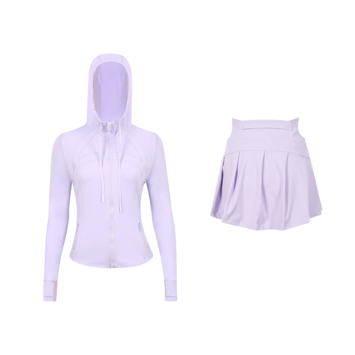 ​​Stylish Women's Hooded Jacket & Skirt Set - Stretchy Activewear For Running, Yoga & Casual Wear​​ Versatile Matching Set​​_ecoleips.com