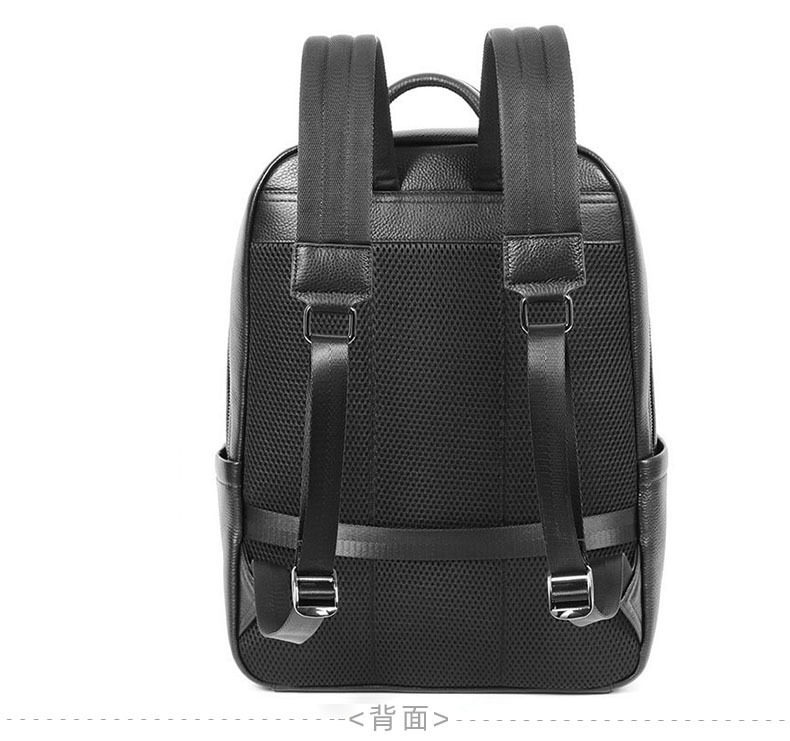 Ba lô nam da bò thật sức chứa lớn, ngăn laptop 16 inch, kiểu dáng sọc, dùng đi làm và du lịch — Màu đen chi tiết 10