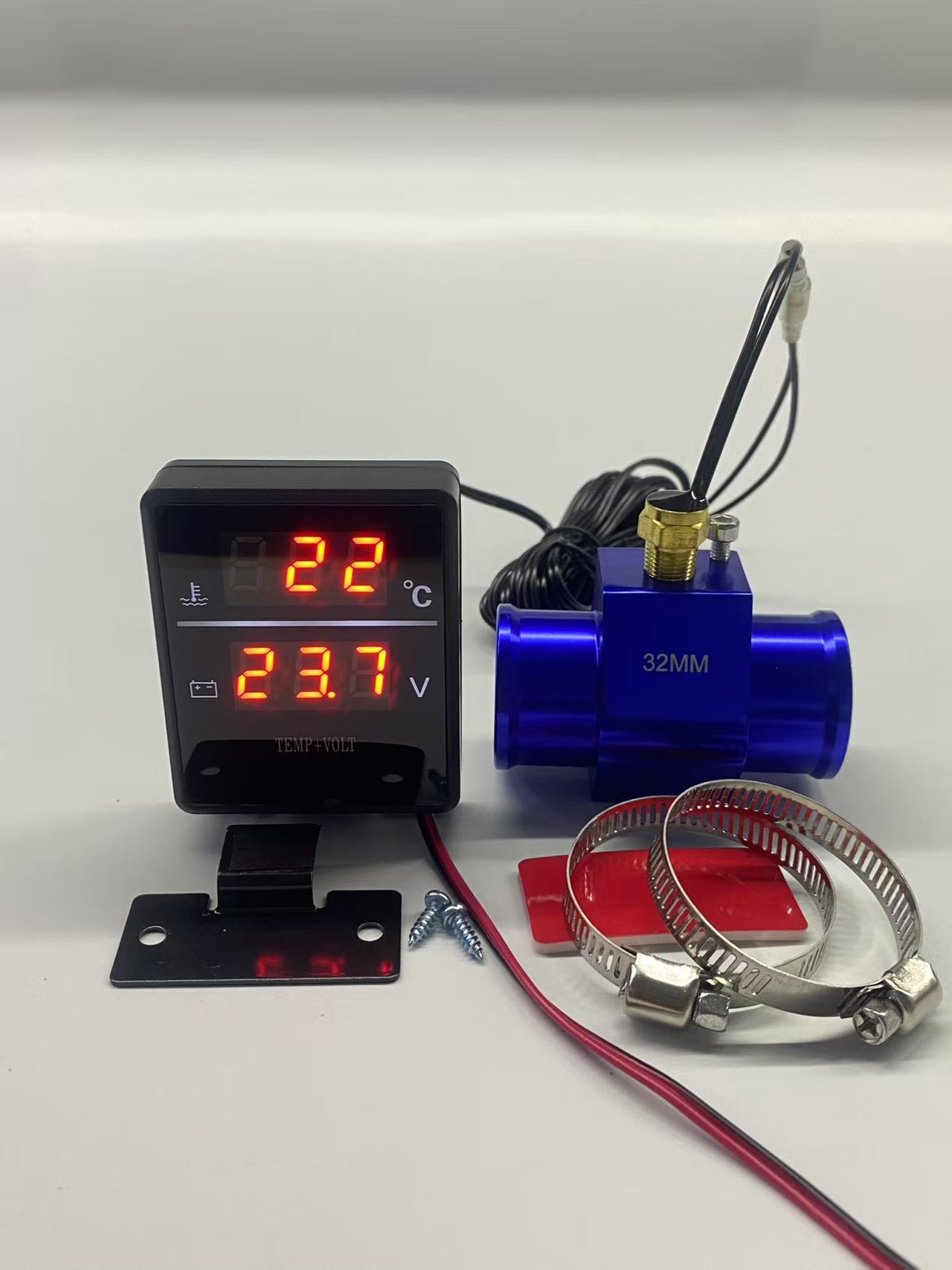 Car, Truck, Agricultural Vehicle Modified Led Digital Water Temperature and Pressure Gauge Digital Display Water Temperature and Voltage Meter Two-In-One