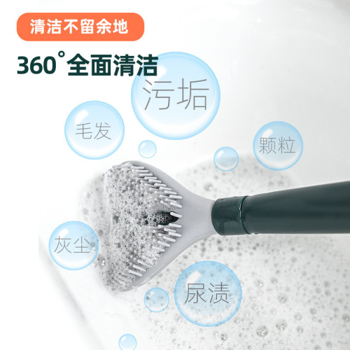 Toilet brush wall-mounted long handle no dead angle toilet cleaning brush floor-standing tongue type plus liquid toilet bucket brush hydraulic set