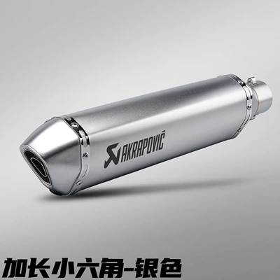 Bike Small Hexagonal Scorpio Exhaust: Motorcycle exhaust pipe - 470mm-long-style-small-hexagon-silver