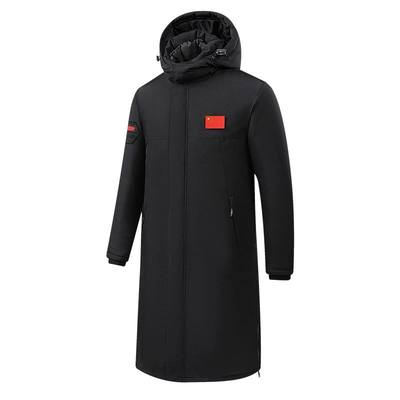 Sports long winter removable liner with down, down jacket, maxi length