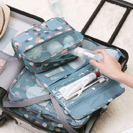 Nueva bolsa de lavado de almacenamiento de gancho de viaje plegable bolsa de cosméticos bolsa de almacenamiento de organización portátil fábrica al por mayor