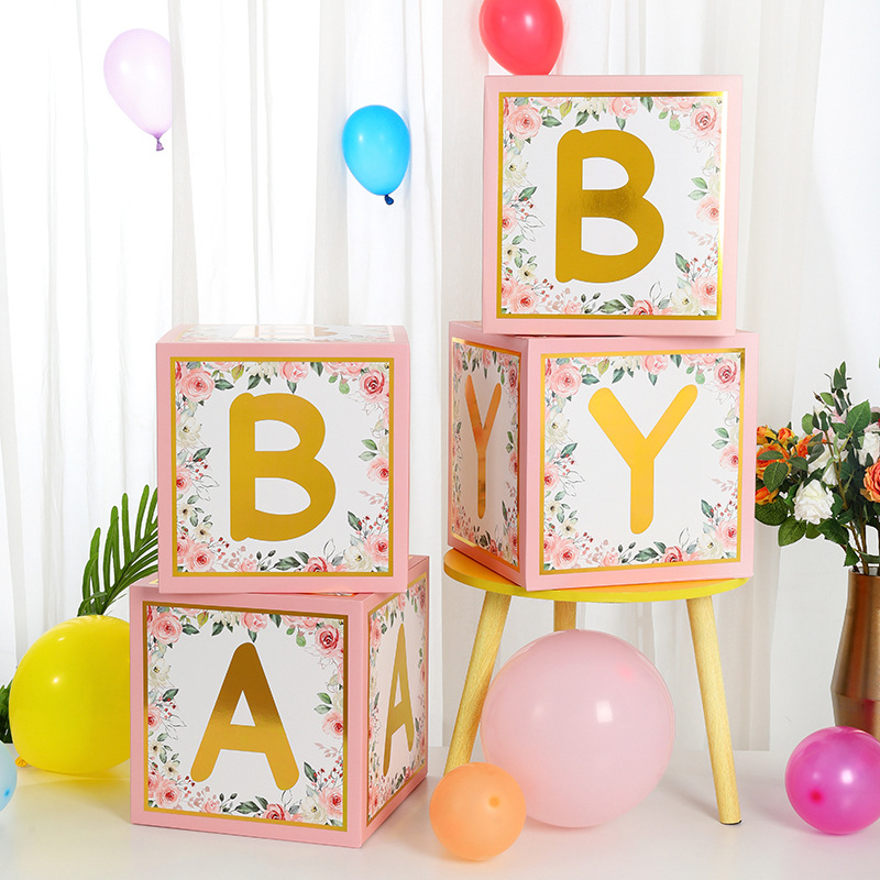 Caja de globo de bebé de oro transfronterizo caja de globo de diseño de escena de propuesta de fiesta de patrón transfronterizo al por mayor