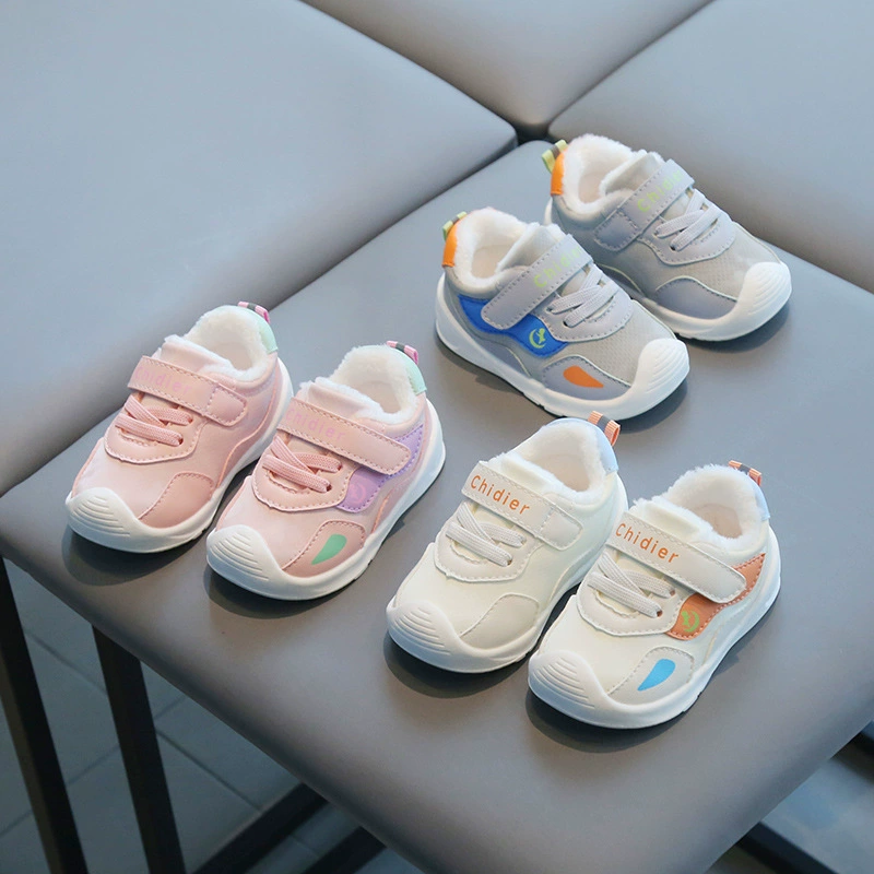 Cai Diai 1-2-3 года, зимняя детская обувь на флисовой подкладке, непромокаемая кожаная мужская и женская обувь из микрофибры, детская обувь из двух хлопка