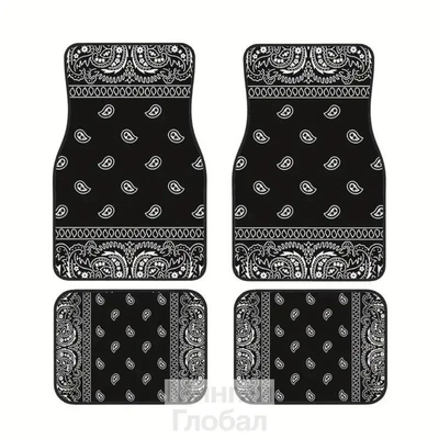 and Passenger, Dirt-Resistant Non-Slip Floor Mats, Avtomobil döşəmə paspasları - cashew-flower-black-4565cm-front-row-two-pieces
