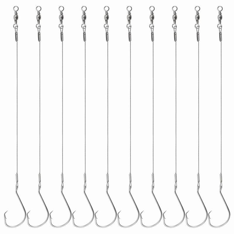 Circle hook with wire leader for barracuda, catfish/bass/shore fishing rig equipment