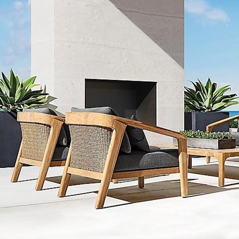 Sofá de caña al aire libre personalizado patio terraza al aire libre Jardín muebles suite villa hotel combo sofá casual