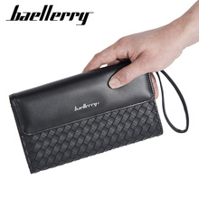 手包  新款baellerry跨境编织纹长款手机包 高级感手拿包 男士手