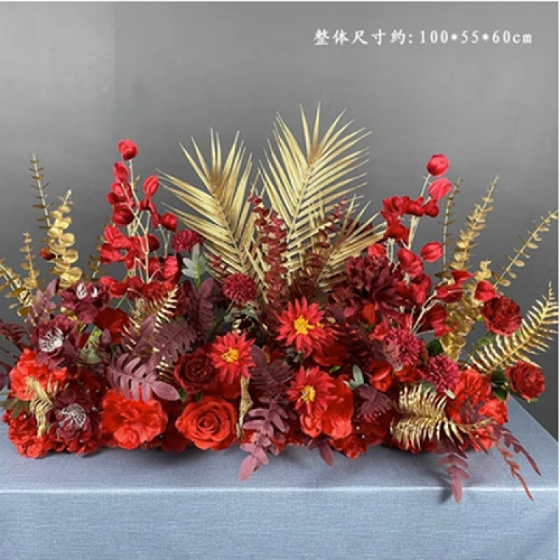 婚庆地排花仿真花婚礼布置成品道具新款订婚装饰迎宾路引摆件花排|undefined
