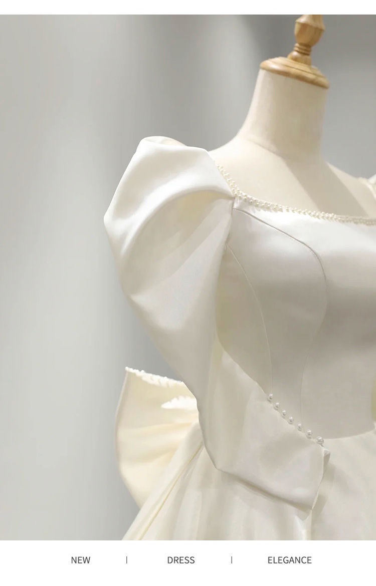 Satin Wedding Dress Main Gown 2025 New Bride Sleeve French Heavy Craft Luxurious Court Style Exit Veil With Long Train_voghion.com