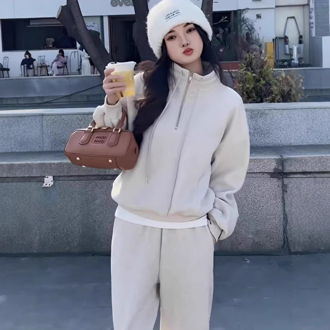 休闲运动服套装女秋季高级感时尚洋气卫衣长裤少女减龄跑步两件套