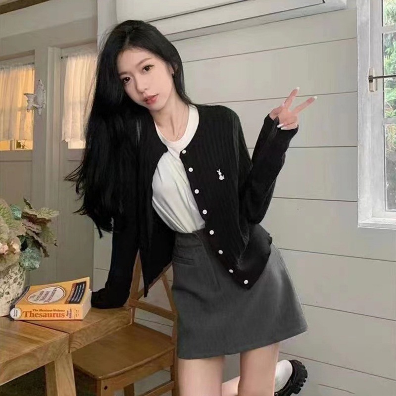 开衫针织毛织外套女春秋季新款独特别致显瘦上衣薄款清新气质毛衣|undefined