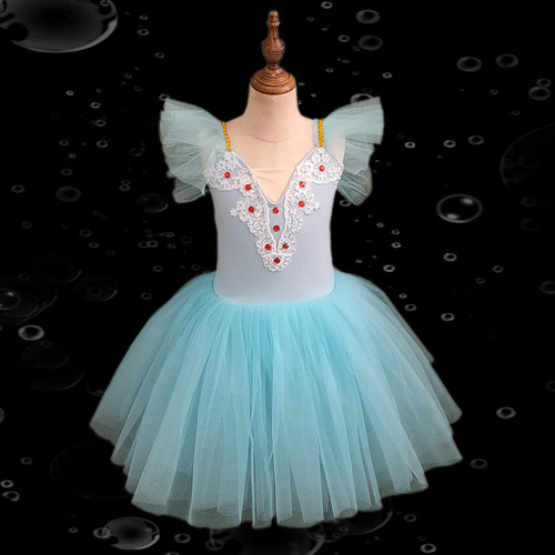 Children girls pink blue yellow white long ballet dance dress modern dance tutu skirt ballerina performance dress ballet performance costume