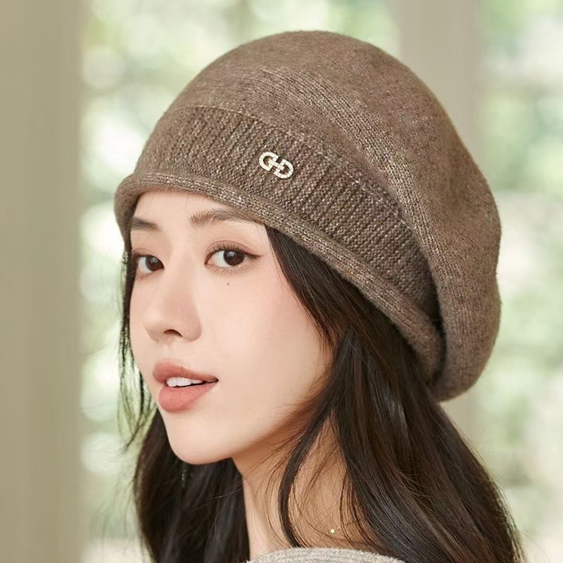 Strickbarett Für Damen Herbst Winter Modischer Warmer Wollhut_voghion.com