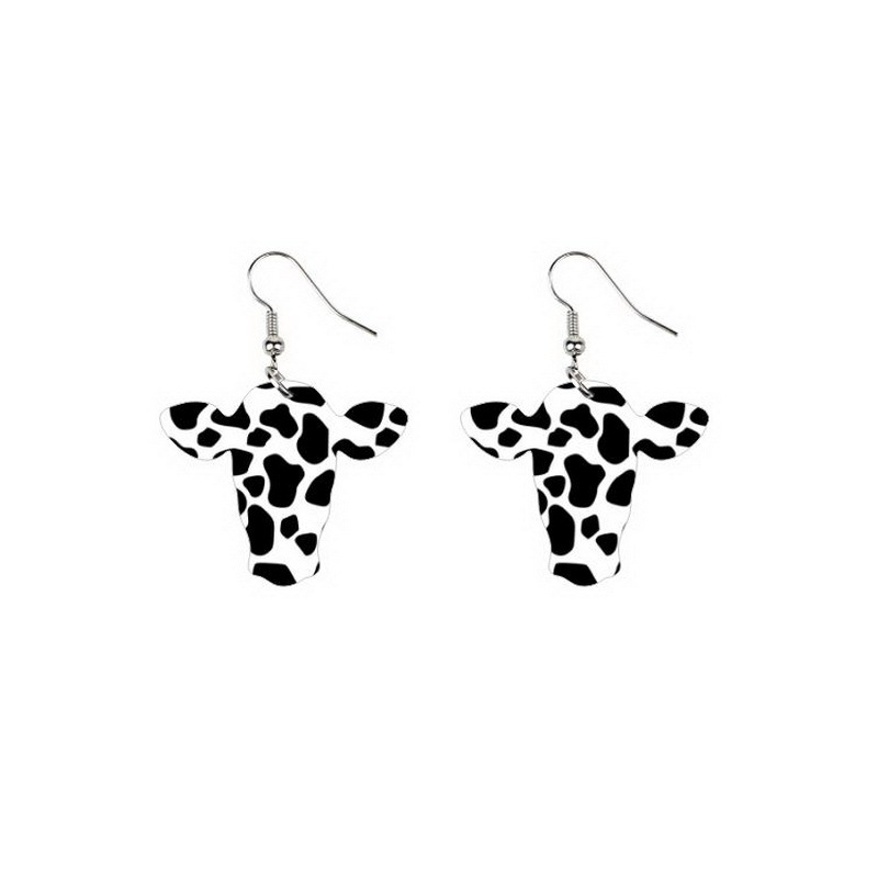 1 Pair Retro Cool Style Cow Pattern Boots Wood Drop Earrings display picture 4