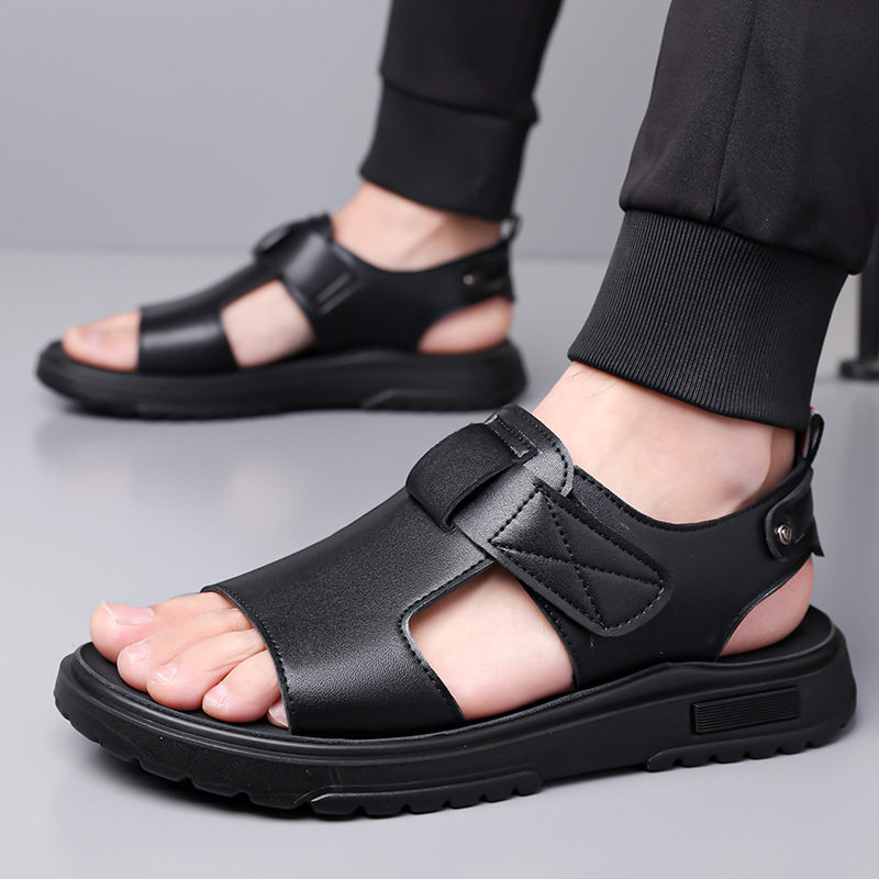 Dép sandal nam đế dày hở mũi quai ngang cỡ lớn chống nước — C6099 Màu nâu, C6099 màu đen