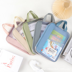 工場卸売 L 字型ファイルバッグ透明ファイルバッグポータブル学生ブックバッグ家庭教師バッグテスト用紙バッグ宿題バッグ