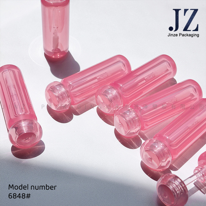 Jinze スポットラウンド透明ピンクフラットカバーリップ釉薬チューブプラスチック空チューブ包装材|undefined