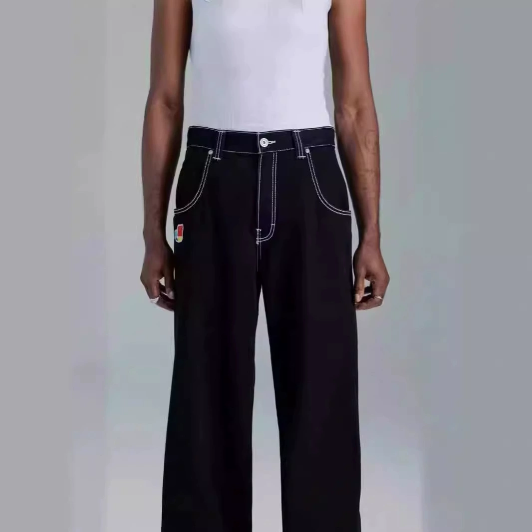 Американский JNCO узор Y2K улитки с вышивкой повседневные брюки hiphop рыхлый скейтборд A слово широкие джинсы брюки